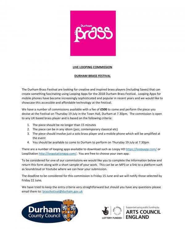 DURHAM BRASS FESTIVAL LIVE LOOPING COMMISSION 1
